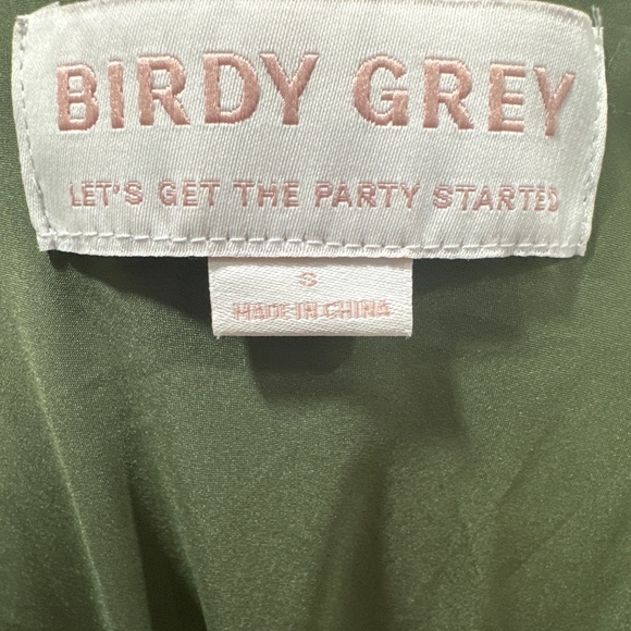 Birdy Grey Olive Green Chiffon Valentina Dress V Neck Maxi Bridesmaid MSRP $125 - Picture 5 of 5